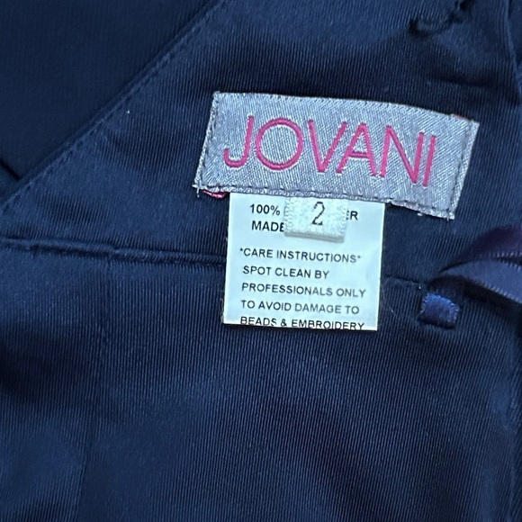 JOVANI Navy Blue Formal Dress sz 2 Halter Sleeveless Rhinestones Full Lengrh - Picture 11 of 14